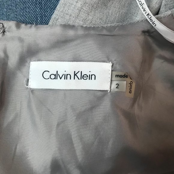 Calvin Klein Gray Cowl Neck Belted, Size 2 - Picture 5 of 6